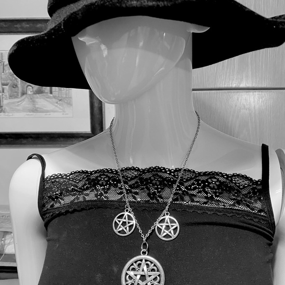 Pentagram Pentacle Pagan Wicca Metal Chain Pendant Necklace Witchy Gothic Occult - Picture 5 of 5